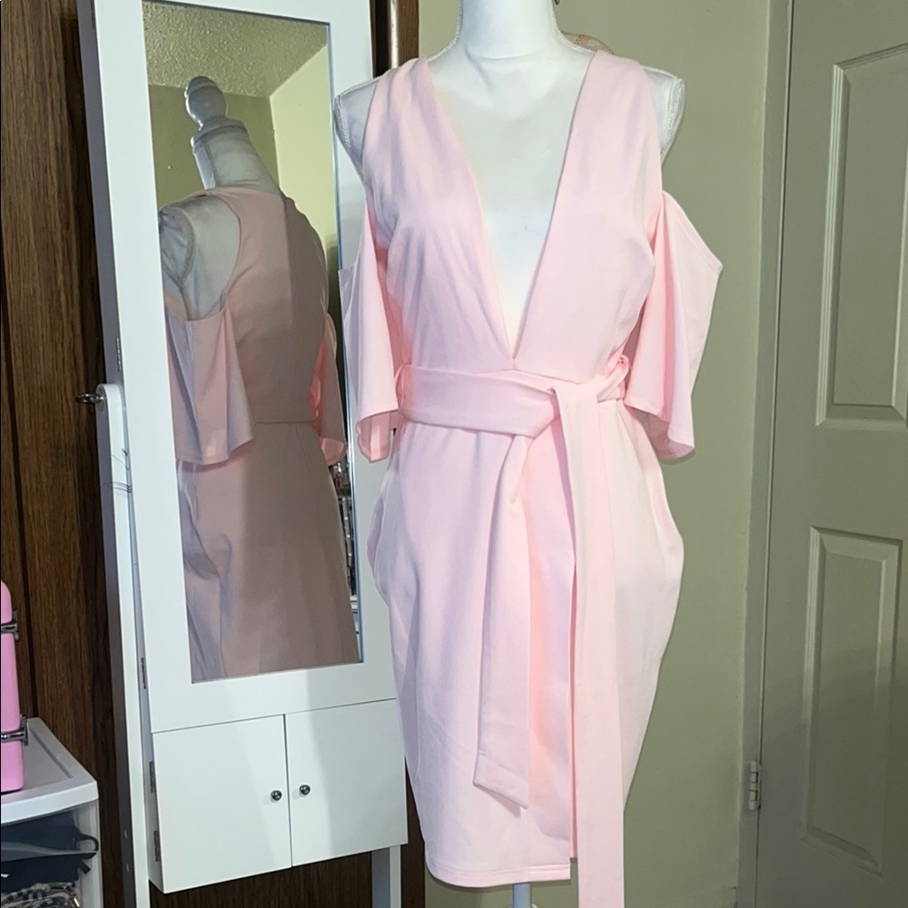 ASOS Pink Sheath Dress with Plunge Neckline